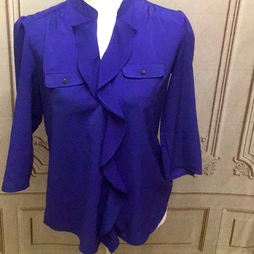 - Royal Blue Ruffle front Blouse